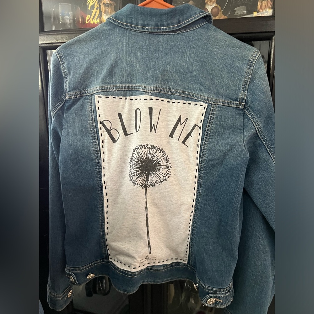 One of a kind upcycled denim jacket